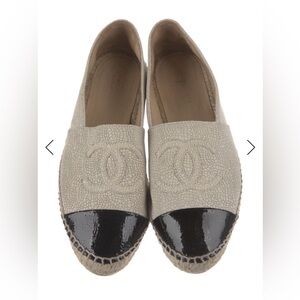 CHANEL Cream and Black Espadrilles